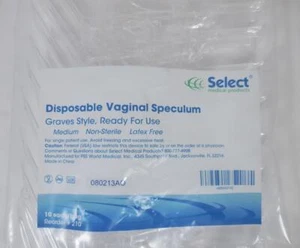 Espéculo vaginal desechable Select, sin látex, tamaño mediano, nuevo/sellado - Imagen 1 de 4
