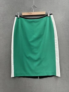 Isaac Mizrahi Pencil Skirt Women's 6 Color Block Lined Green Black White Vintage - Picture 1 of 9