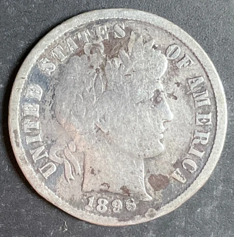 1896 Barber Dime 10c Old Choice High Grade Better Date 90% nice silver coin j491 Cover