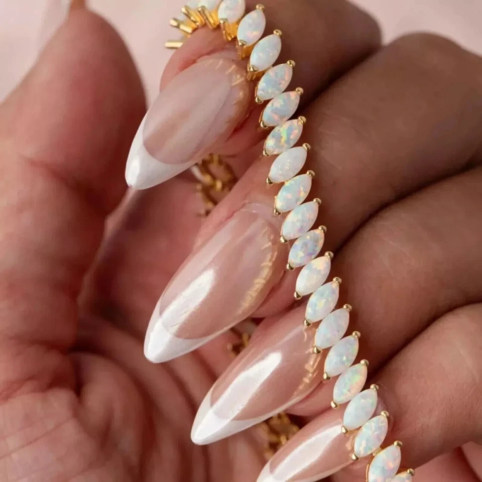 6Ct Marquise Cut Simulated Fire Opal 14K Yellow Gold Plated Women's Bracelet - Image 1 of 4