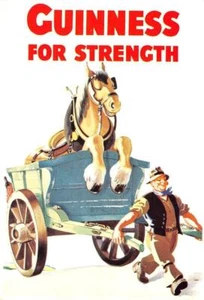 Publicidad de cerveza Irlanda GUINNESS "For Strength" estilo póster postal vintage 4x6 - Imagen 1 de 2