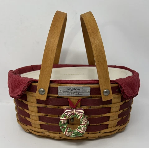 2007 Longaberger Christmas Sweets & Treats Basket w/Liner, Heavy Protector Cover