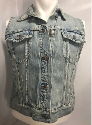 CHALECO VAQUERO J CREW AZUL ÍNDIGO CON BOTONES MUJER TALLA MEDIANA #6071 Foto 1 de 4