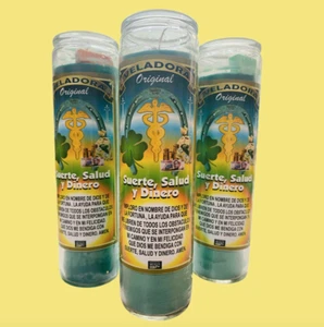 Suerte, Salud y Dinero Veladora, Luck, Health and Money Fixed Candle. Success - Picture 1 of 1