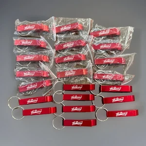 Nuevo Budweiser CERVEZA Llavero Abridor de Botellas Lote de 22 Rojo Metálico Publicidad - Imagen 1 de 8
