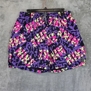 Nike Swim Shorts Mens XL Multicolor Neon Camo Print Drawstring Mesh Lined Trunks - Picture 1 of 9