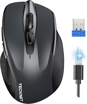 TECKNET Rechargeable Wireless Mouse, 2.4G Computer Mouse Cordless with Grey  - Image 1 of 4