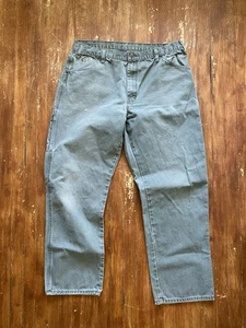 Dickies Pants Mens 38x32 Moss Green Carpenter Canvas Work Wear Cotton Faded - Picture 1 of 10