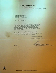 Pathe Exchange Letterhead September 23 1921 Hal Roach the Kill Joys - Picture 1 of 1