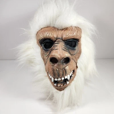 Vintage Abominable Snowman Gorilla Yeti Mask Great Ape White Hair Halloween Mask - Image 1 of 4