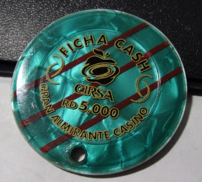 EL GRAN ALMIRANTE HOTEL CASINO RD$5000 gaming poker JETON chip - Santiago, D.R. - image 1 of 2