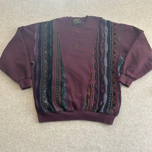 Vintage 90s Tosani Sweater 3D Knit Men’s XL Geometric Pullover Multicolor - Picture 1 of 8