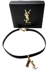 YSL Bracelet Necklace Choker Jewelry Black & Gold Yves Saint Laurent - Picture 1 of 4