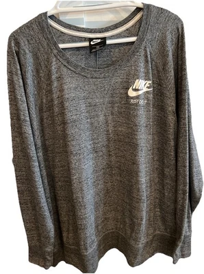 Camisa Top Para Mujer De Colección Nike 3XL Just Do It Manga Larga Gris Foto 1 de 4