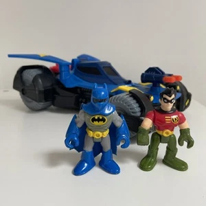 Imaginext DC Super Friends BATMAN CAR BATMOBILE Action Figures Robin - Picture 1 of 10