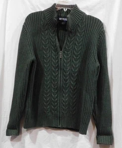 GW - Ms. Cable Knit Zip Front Sweater from Land's End - Dk Green - Sz M (10/12) - Picture 1 of 2