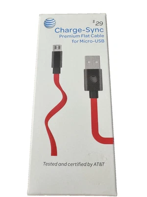 AT&T Charge-Sync Micro USB Cable Flat 4' - Red - Image 1 of 2