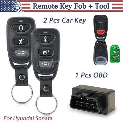 2 Replacement For Hyundai Sonata 2006-2014 Remote Key Fob 4 Button + Programmer - Image 1 of 4
