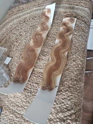28+28 HONEY BLONDE 27# BALAYAGE PIANO 613# BRAZILIAN HUMAN HAIR 2BUNDLE 200g 12A - Image 1 of 4