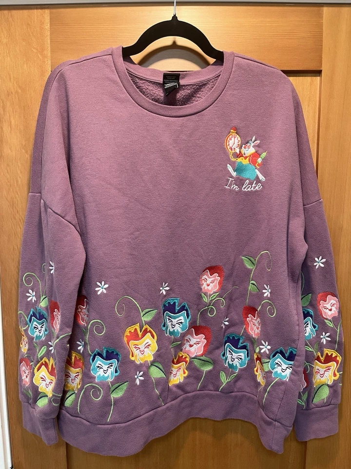 Alice In Wonderland Disney Her Universe Purple Sweatshirt Sz. L - Image 1 of 4