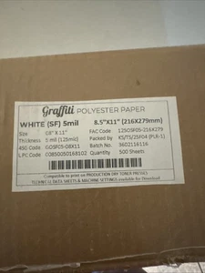 500 Blatt 5 Mil Graffiti Polyesterpapier. 8,5x11" - Bild 1 von 2