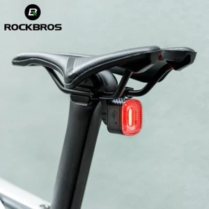 ROCKBROS LED Bicycle Bike Tail Light Brake Sensing Rear Light Rechargeable USB-C - Picture 1 of 9