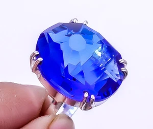 Tanzanite Quartz 925 Sterling Silver Solitaire Handmade Ring Size Adst (82) - Picture 1 of 1