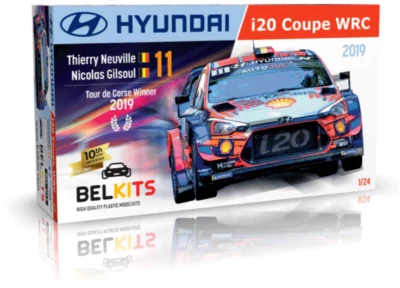 BELKITS HYUNDAI I20 COUPE' WRC TOUR DE CORSE 2019 NEUVILLE/GILSOUL 1/24 BEL014 - Immagine 1 di 2