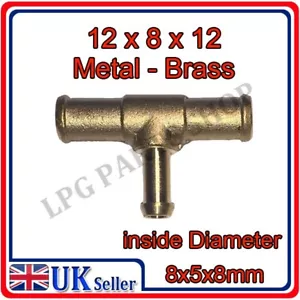 12x8x12 Metal T PIEZA Combustible de aire y agua GLP Manguera Tubo Conector Unidor de gas - Imagen 1 de 3