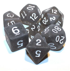 Juego de 7 dados poliédricos de humo translúcido esmerilado con bolsa negra - RPG D&D - Imagen 1 de 2