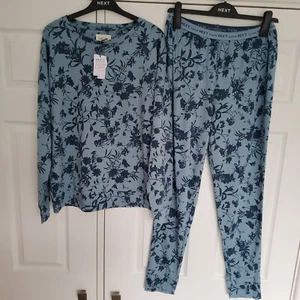 NEXT Women Blue Floral Cotton Pyjamas SIZE SMALL 8 - 10 New with Tags - Picture 1 of 6