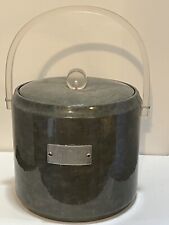 Vtg Georges Briard Mid Century Modern Gray Ice Bucket W/ Handle Signed/marked