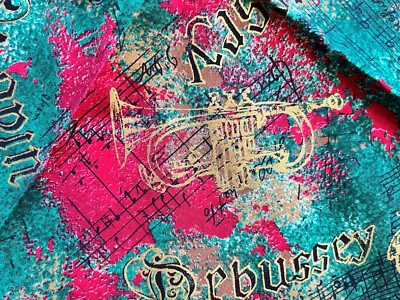 Grabados antiguos de 2 yardas compositores musicales instrumentos telas Hoffman 44 W Foto 1 de 4