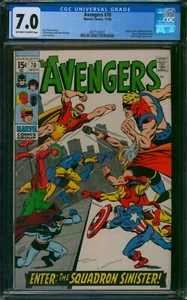 Avengers #70 🌟 CGC 7.0 🌟 SQUADRON SINISTER Origin! Marvel Comic 1969 - Picture 1 of 2