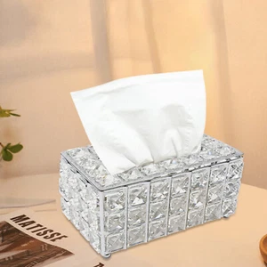 Strass Rechteckig Kristall Tissue Box Serviette Etui Papier Tissue Halter Box USA - Bild 1 von 23