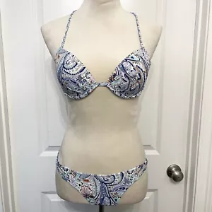 Conjunto de bikini Victoria Secrets - 34B parte superior acolchada - parte inferior pequeña - azul púrpura cachemira - Imagen 1 de 13