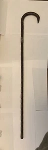 Bastón antiguo de madera/caña con tapa de ladrón plateado - Imagen 1 de 5