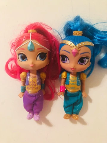 Shimmer & Shine Genie Doll 6" Jeweled Blue Hair/Green Red Hair/Purple Lot Of 2 Cover
