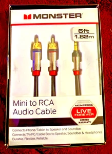 MONSTER - Mini to RCA Audio Cable - 6ft - High-Performance Sound - BRAND NEW - Picture 1 of 3