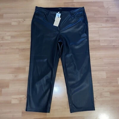 Calça HALOGEN Nordstrom tamanho 18W couro sintético perna reta preta NOVA - Imagem 1 de 4