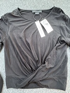 Sanctuary Shirt Women's Small Black Front Twist Cropped Long Sleeve Soft New - Picture 1 of 9