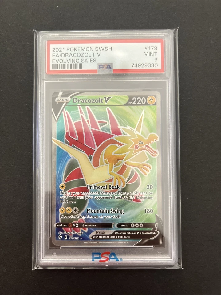 2021 Pokemon Sword And Shield Dracozolt V Full Art Evolving Skies #178 PSA 9 - Image 1 of 2
