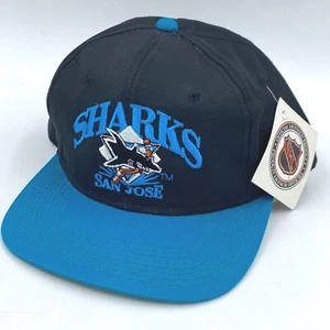 San Jose Haie Mütze Vintage NHL AJD Signaturen Druckknopflasche Stickerei AC - Bild 1 von 7