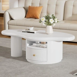 Design Couchtisch in Wolkenform Wohnzimmertisch mit Schublade und offenem Fach - Bild 1 von 11