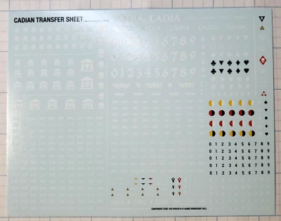 Warhammer 40k Astra Militarum Bits Unidad Cadian e Icono Hoja de Transferencia 2022 Foto 1 de 4