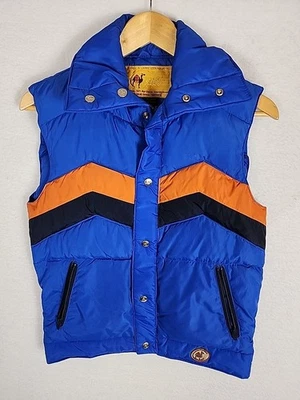 VTG Camel Puffer Vest Mens L Blue Northern Goose Down Snap Zip Ski 70s 80s 58546 - Image 1 of 4