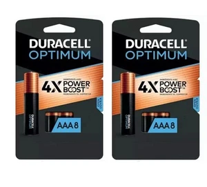 New- Duracell Optimum AAA 8-Pack Batteries Resealable X2 (16 total) - Picture 1 of 1