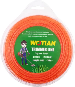 Wetian 080 Quadratische verdrehte Trimmerschnur 0,080 Zoll Unkrautfresser Schnur 98 Fuß - Bild 1 von 12