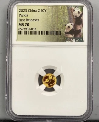 2023 China 1 Gram .999 Gold 10 Yuan Panda Coin NGC MS70 First Releases L23465 - Image 1 of 4