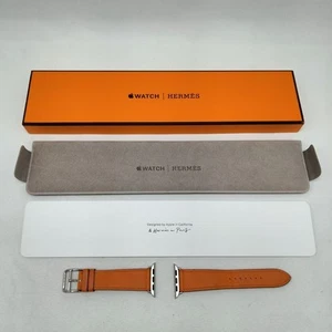 Bracelet montre Hermès bracelet pomme cuir orange double tour - Photo 1 sur 9